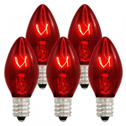 25 Red Transparent C7 Replacement Lamps