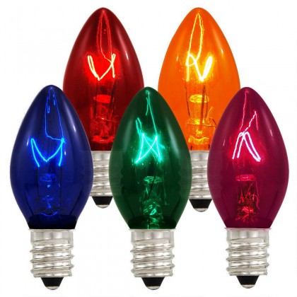 25 Multi Transparent C7 Replacement Lamps