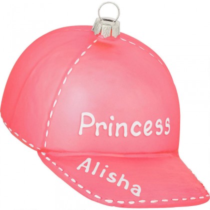 Personalized Pink Baseball Cap Glass Ornament