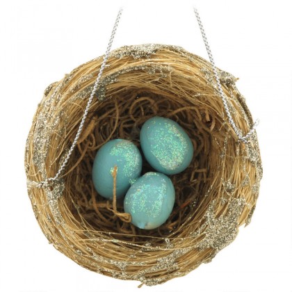 Bird Nest With Blue Eggs Ornament