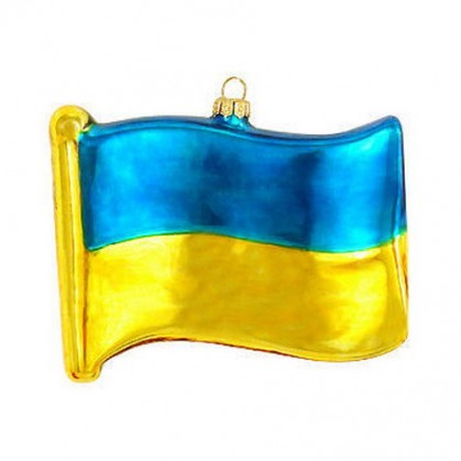 Ukraine Flag Glass Ornament