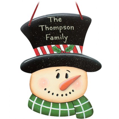 Personalized Snowman With Top Hat Plaque