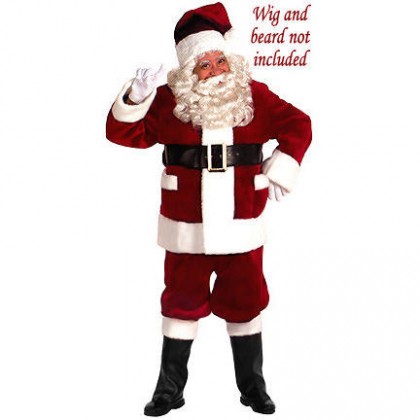 Deluxe Burgundy Santa Suit With Outside Pockets